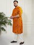 Plus Men's Yellow And Cream Cotton Blend Kurta Pyjama Set