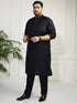 Plus Men's Black Viscose Kurta