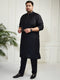 Plus Men's Black Viscose Kurta Pyjama Set