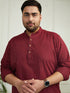 Plus Men's Maroon Cotton Short Kurta