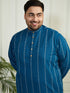Plus Men's Indigo Blue Cotton Kurta Pyjama Set