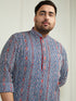 Plus Men's Indigo Blue White Cotton Kurta Pyjama Set