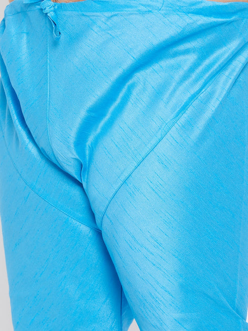 Plus Men's Aqua Silk Blend Kurta Pyjama Set