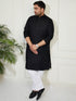 Plus Men's Black Cotton Linen Kurta Pyjama Set