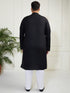 Plus Men's Black Cotton Linen Kurta Pyjama Set