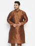 Men's Plus Size Coffee Brown Silk Blend Kurta