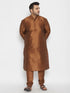 Men's Plus Size Coffee Brown Silk Blend Kurta