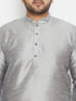 Men's Plus Size Grey Silk Blend Kurta