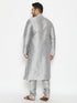 Men's Plus Size Grey Silk Blend Kurta Pyjama Set