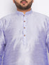 Men's Plus Size Lavender Silk Blend Kurta And White Pyjama Set