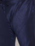 Plus Men's Navy Blue Silk Blend Kurta Pyjama Set