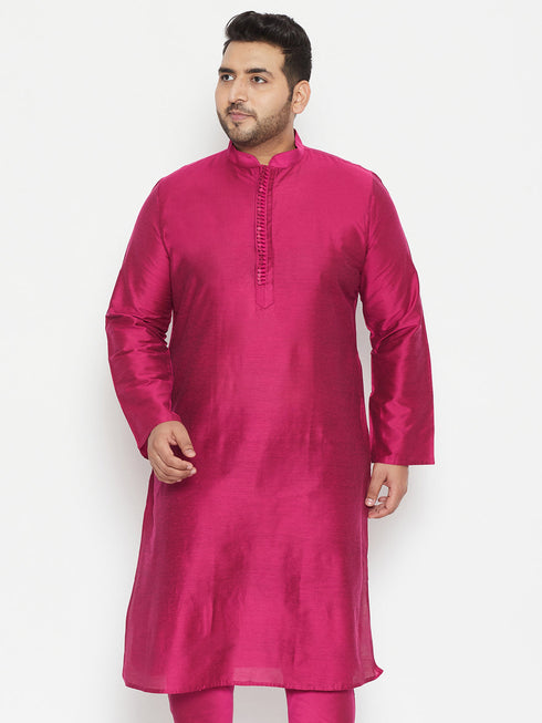 Men's Plus Size Fushia Pink Viscose Blend Kurta