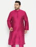 Men's Plus Size Fushia Pink Viscose Blend Kurta