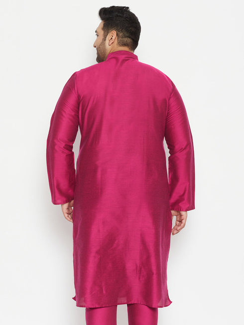 Men's Plus Size Fushia Pink Viscose Blend Kurta