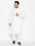 Men's Plus Size White Cotton Blend Kurta