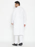 Men's Plus Size White Cotton Blend Kurta Pyjama Set