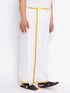Men's Plus Size White And Gold Dhoti/Mundu/Vesty