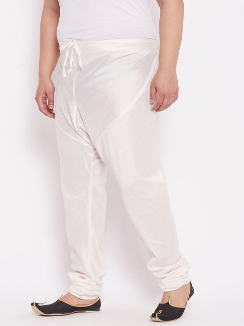 Men's Plus Size Cream Solid Relax Fit Churidar