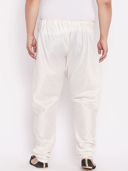 Men's Plus Size Cream Solid Relax Fit Churidar