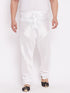 Men's Plus Size White Cotton Silk Blend Churidar