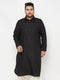 Men's Plus Size Black Cotton Blend Pathani Kurta