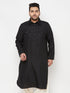 Men's Plus Size Black Cotton Blend Pathani Kurta
