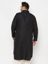 Men's Plus Size Black Cotton Blend Pathani Kurta