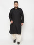 Men's Plus Size Black Cotton Blend Pathani Kurta