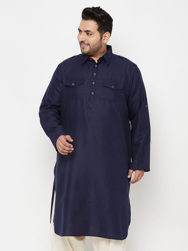 Men's Plus Size Blue Pathani Kurta