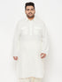 Men's Plus Size Cream Cotton Blend Pathani Kurta