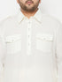 Men's Plus Size Cream Cotton Blend Pathani Kurta