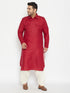 Men's Plus Size Maroon Cotton Blend Pathani Kurta