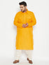 Men's Plus Size Mustard Cotton Blend Pathani Kurta