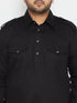 Men's Plus Size Black Cotton Blend Pathani Set