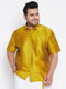 Men's Plus Size Mustard Silk Blend Ethnic Shirt