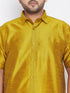 Men's Plus Size Mustard Silk Blend Ethnic Shirt