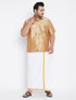 Men's Plus Size Rose Gold Silk Blend Ethnic Shirt
