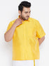 Men's Plus Size Yellow Silk Blend Ethnic Shirt