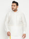 Men's Plus Size White Silk Blend Ethnic Shirt