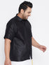 Men's Plus Size Black Silk Blend Ethnic Shirt