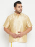 Men's Plus Size Gold Silk Blend Ethnic Shirt
