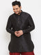 Men's Plus Size Black Silk Blend Curved Kurta