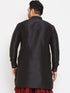Men's Plus Size Black Silk Blend Curved Kurta
