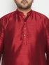 Men's Plus Size Maroon Silk Blend Curved Kurta Dhoti Set