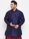 Men's Plus Size Navy Blue Silk Blend Curved Kurta