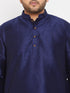 Men's Plus Size Navy Blue Silk Blend Curved Kurta