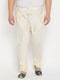 Men's Plus Size Cream Viscose Solid Relax Fit Churidar