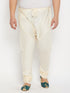 Men's Plus Size Cream Viscose Solid Relax Fit Churidar