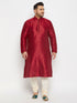 Men's Plus Size Cream Viscose Solid Relax Fit Churidar