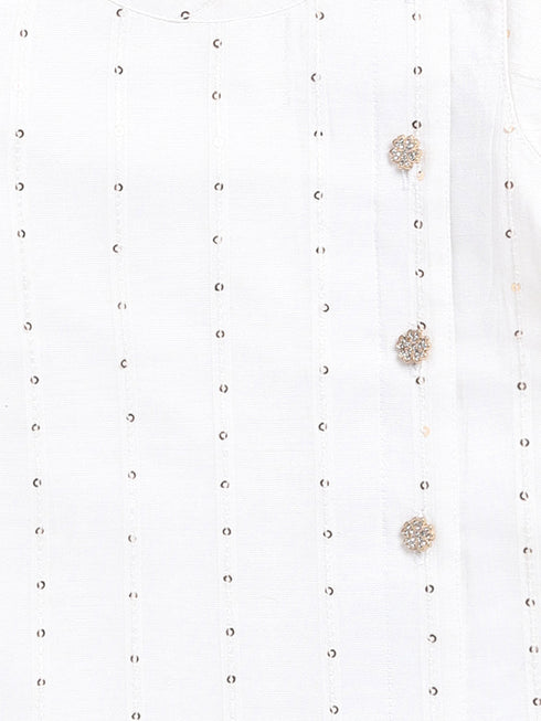 Boy's White Chanderi Ethnic Combo Set